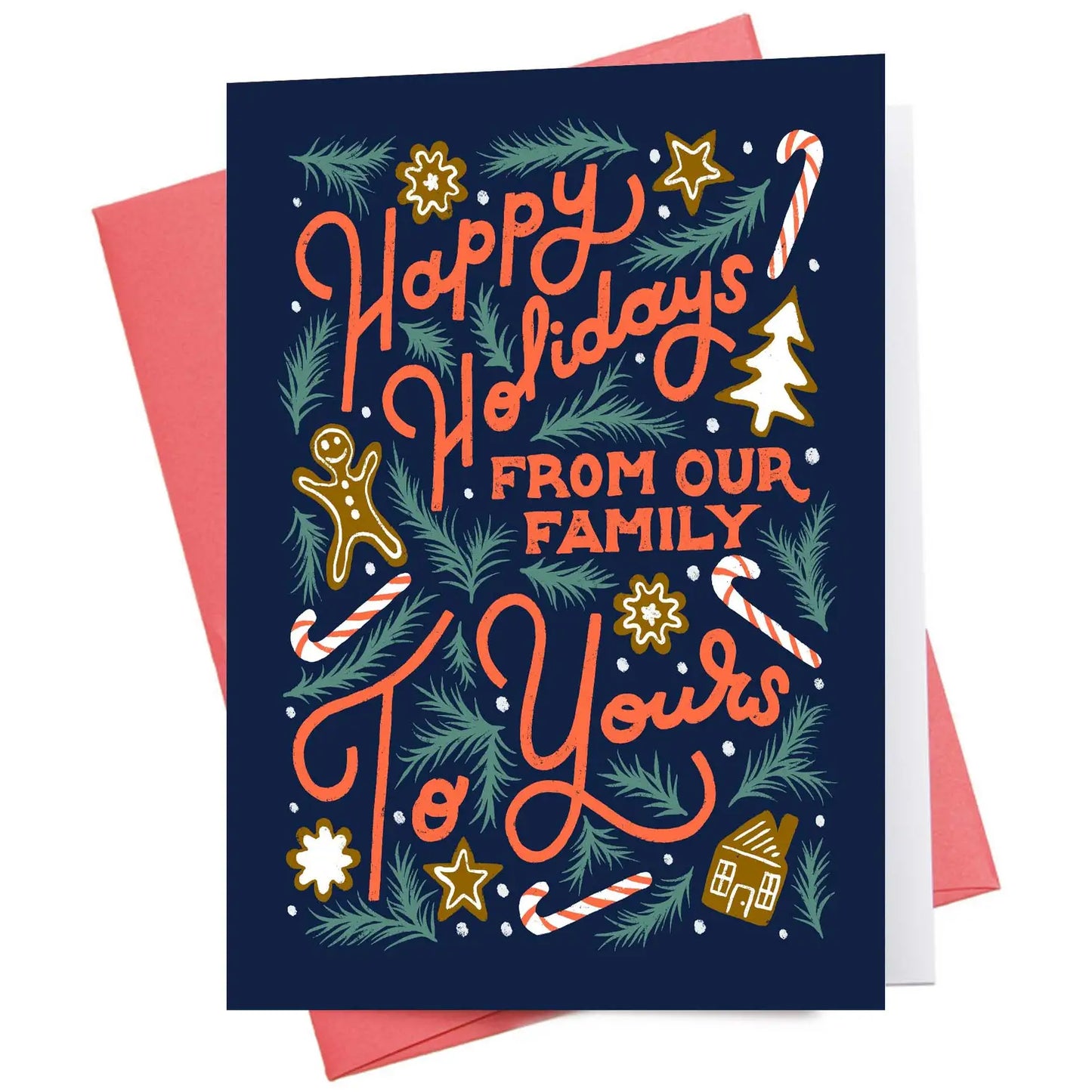Happy Holidays Family Blue | Christmas Greeting Card